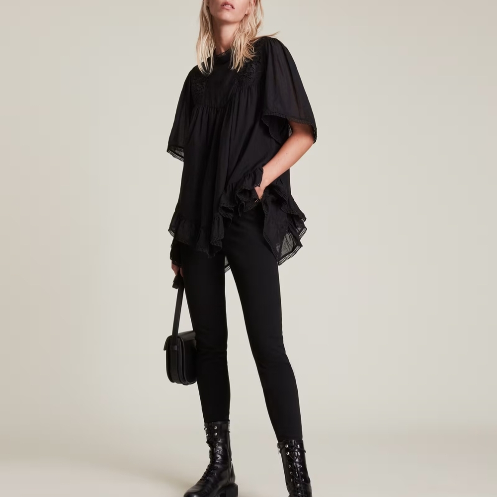 All Saints Black Skinny Top